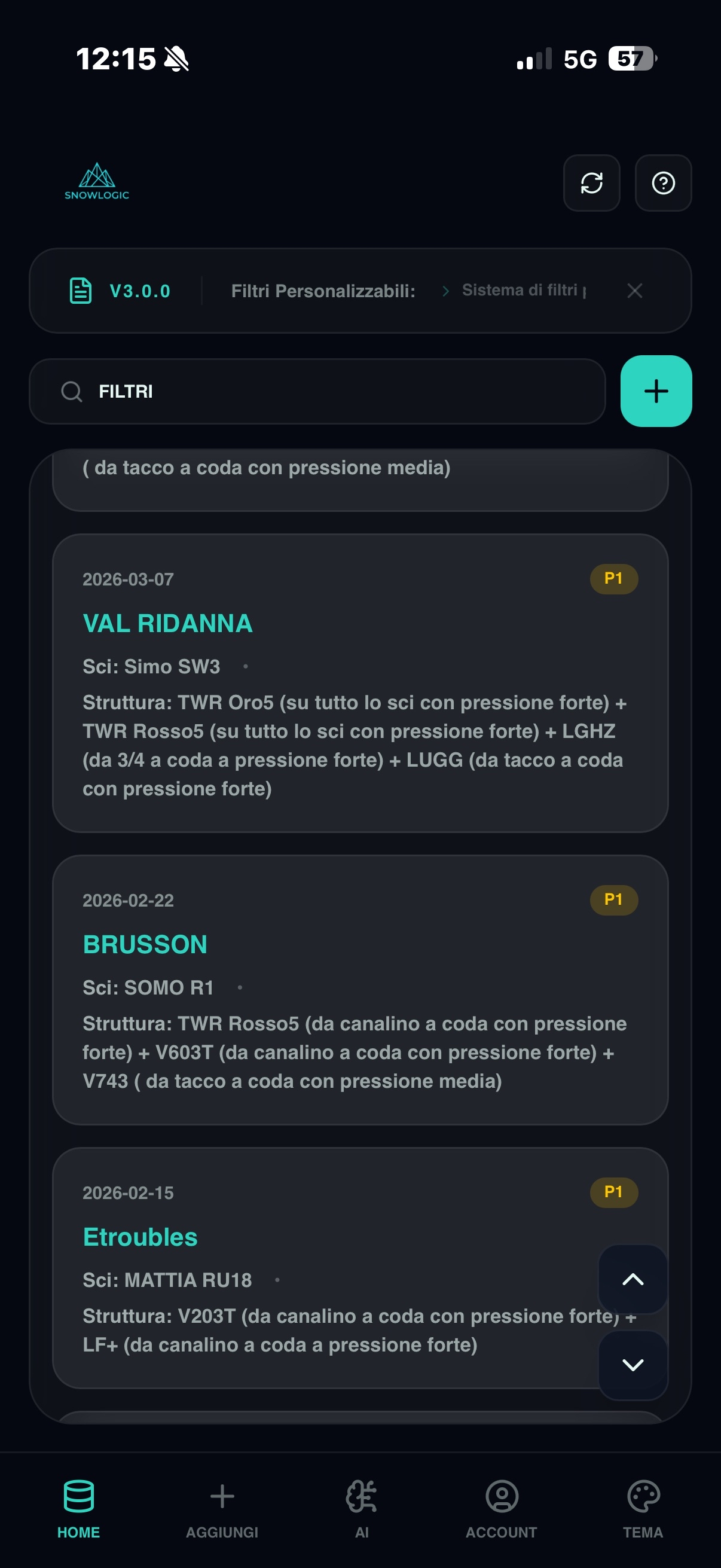 Anteprima dell'app SnowLogic su telefono